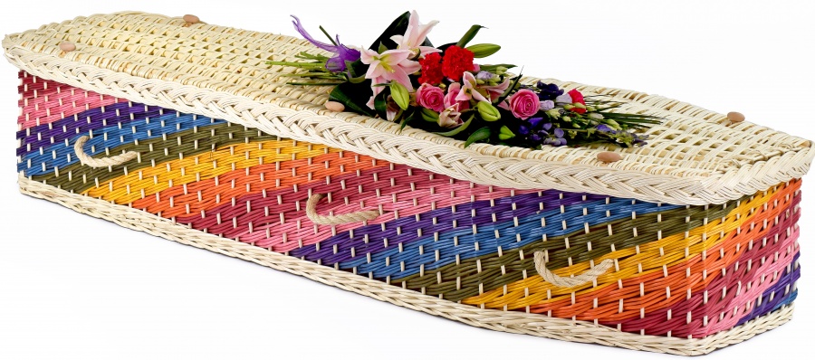 English Willow Eco2 Traditional Coffin in Rainbow Colours